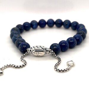 DAVID YURMAN Sterling Silver Pearl 8mm Spiritual Bead Bracelet Navy
